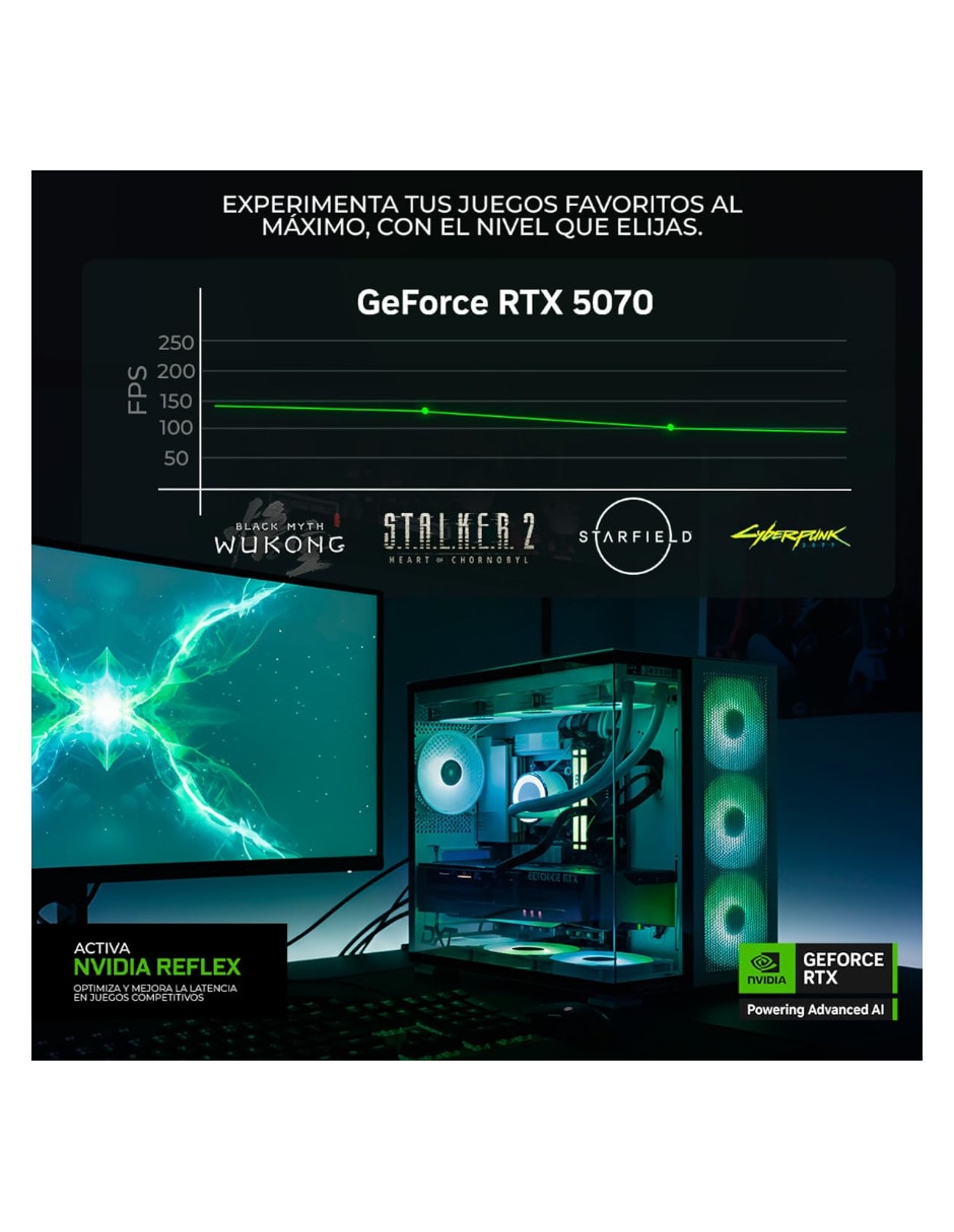 Computadora Gamer Xtreme PC Gaming DXTU732GB55070T5 Full HD Intel Core Ultra 7 265K NVIDIA GeForce RTX 5070 16 GB RAM 1 TB SSD