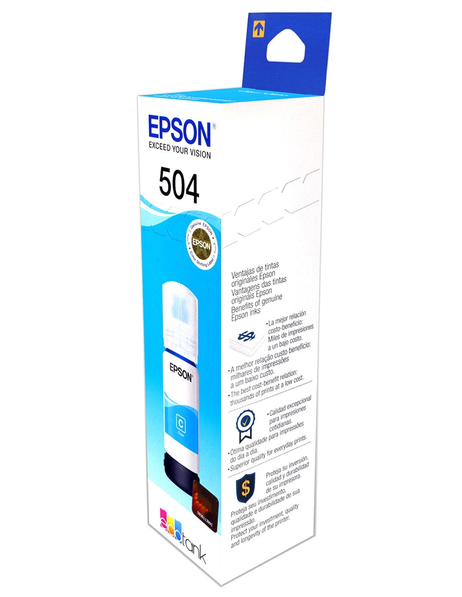 Botella de Tinta Epson 504 azul