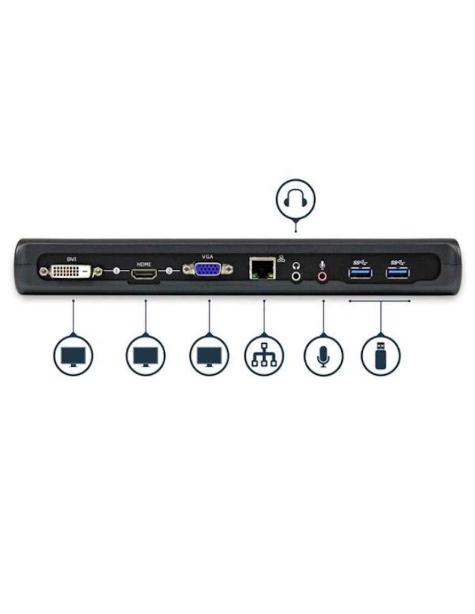 Docking Station USB 3.0 para Dos Pantallas con HDMI y DVI/VGA Startech.com