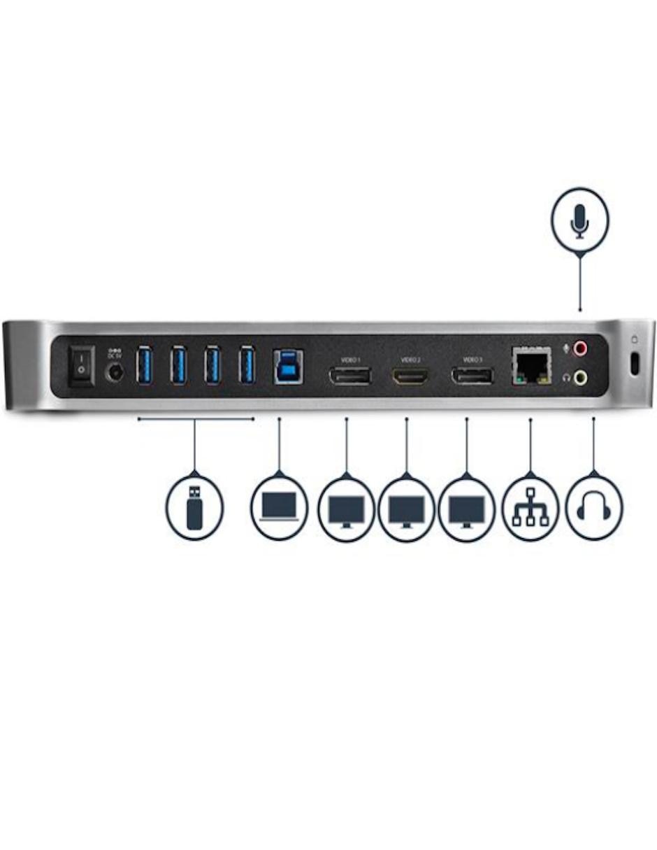 Docking Station USB 3.0 para Tres Pantallas 1x HDMI 2x DisplayPort Startech.com