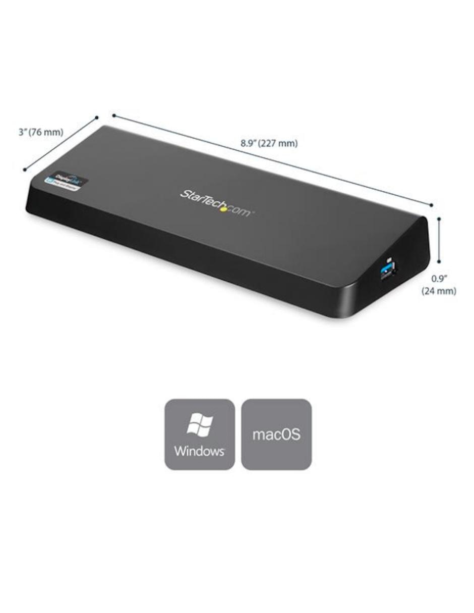 Docking Station USB 3.0 para Dos Pantallas con HDMI y DisplayPort 4K Startech.com