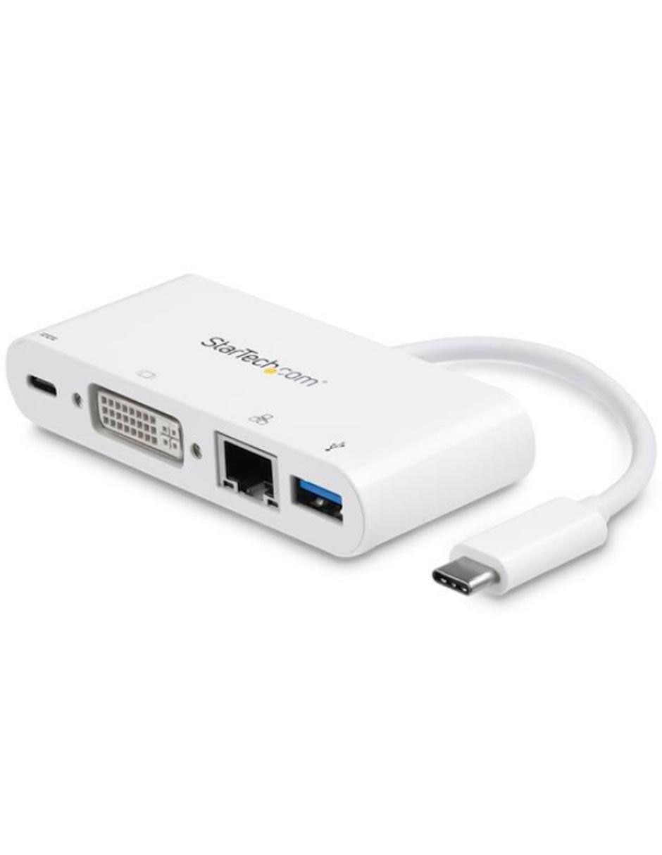 Adaptador Multipuertos USB-C para Laptops Docking Station USB Tipo C DVI GbE con Hub Concentrador USB 3.0 Startech.com 1