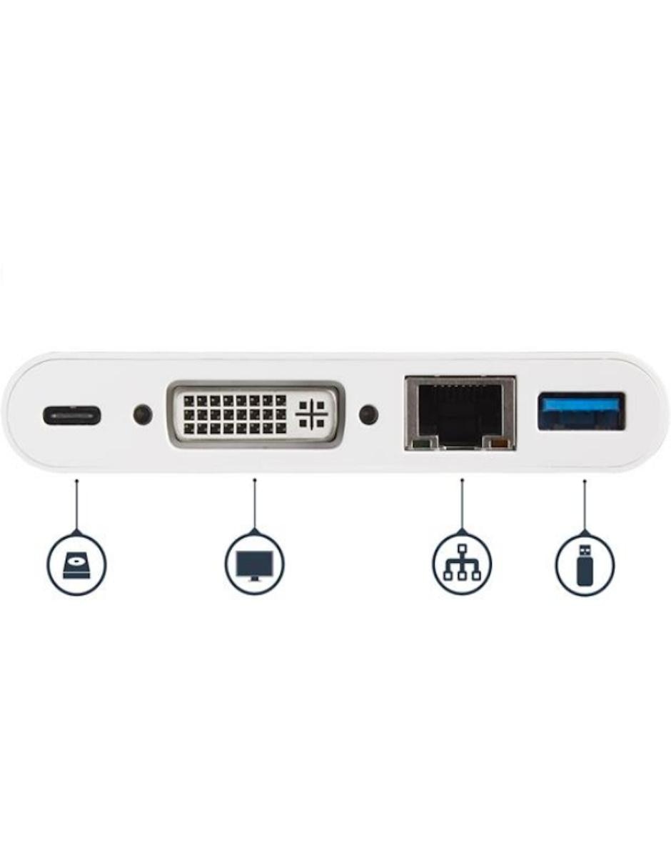 Adaptador Multipuertos USB-C para Laptops Docking Station USB Tipo C DVI GbE con Hub Concentrador USB 3.0 Startech.com 2