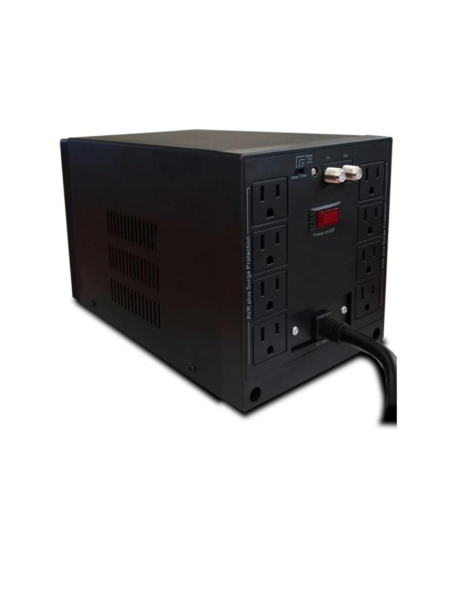 Regulador de Voltaje R-AVR2408 2400VA 1800W 8 Contactos Coaxial