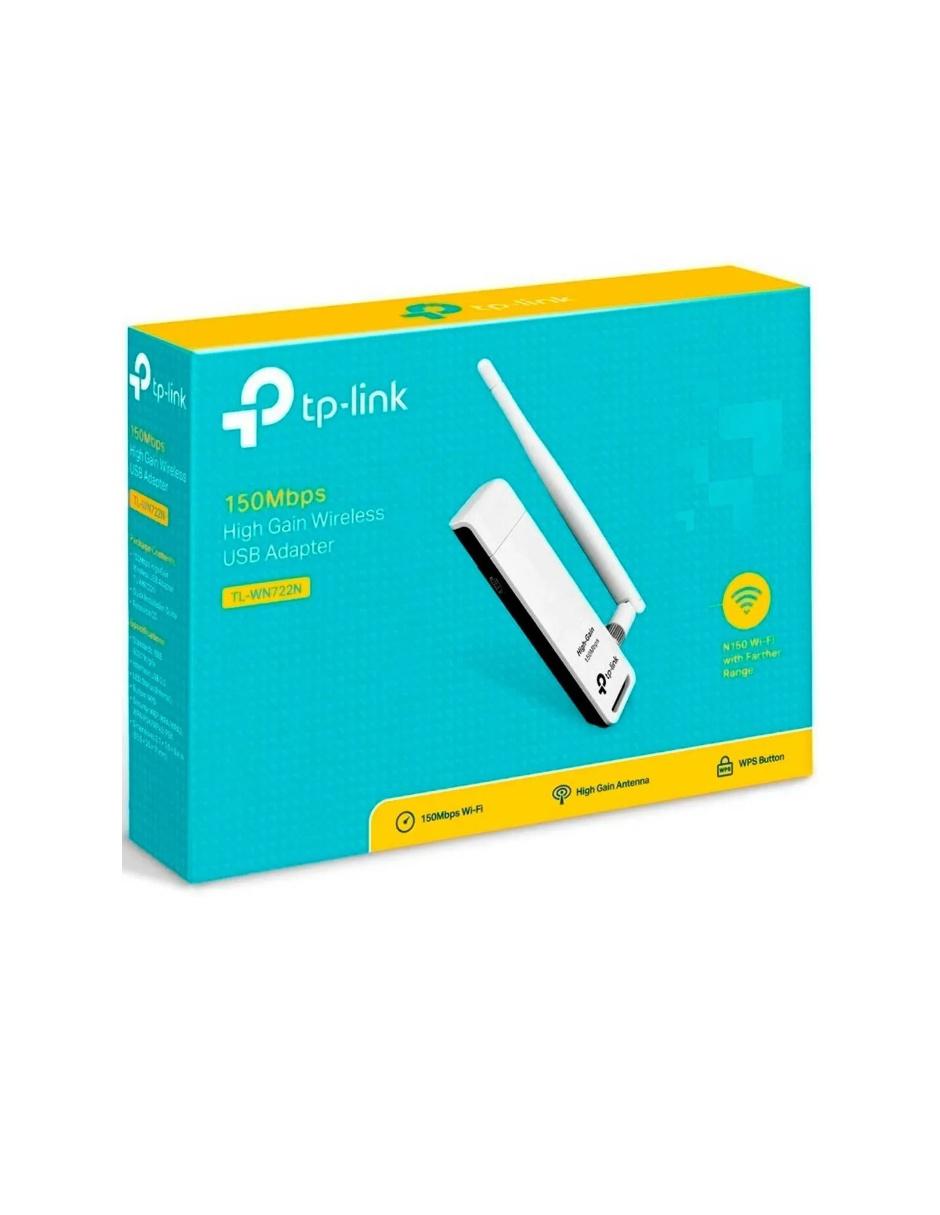 Adaptador Inalámbrico USB TP-Link TL-WN722N 2.4Ghz 802.11n 150Mbps 1