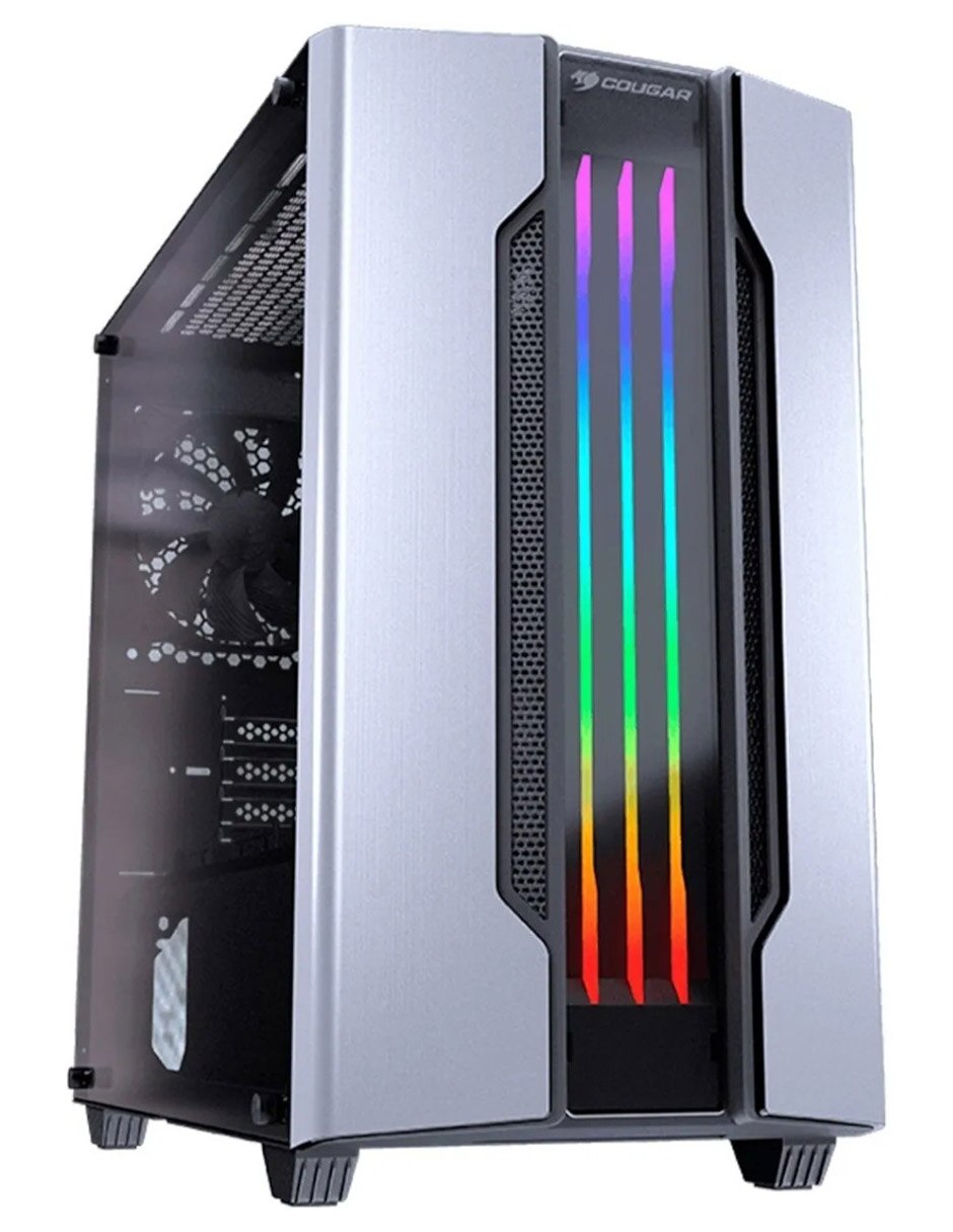 Gabinete Gamer Gemini M Iron Cristal Templado RGB plata