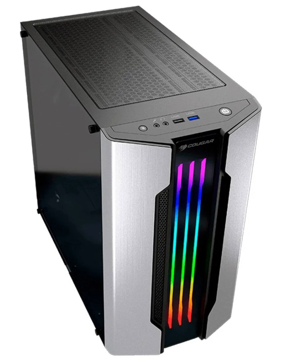 Gabinete Gamer Gemini M Iron Cristal Templado RGB plata