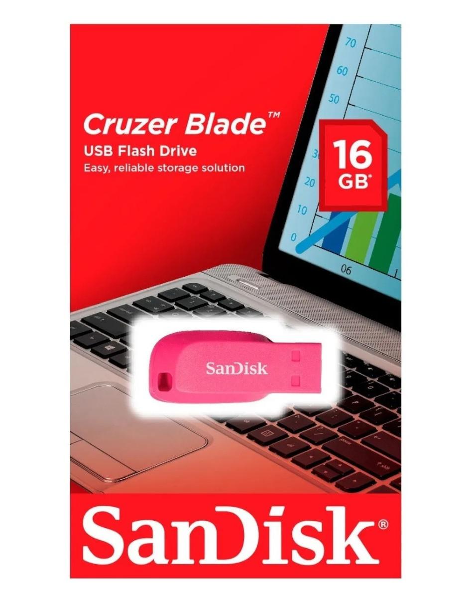 Memoria USB 16GB SanDisk Cruzer Blade USB 2.0 SDCZ50C-016G-B35PE rosa