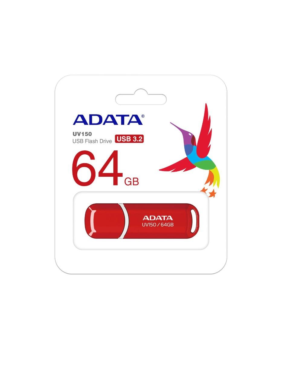 Memoria USB 64GB 3.1 Adata UV150 Flash Drive rojo AUV150-64G-RRD