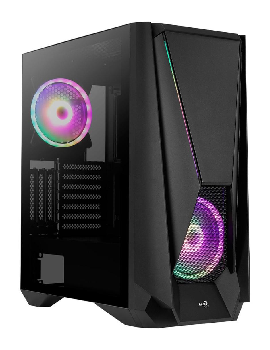 Gabinete Gamer Aerocool Visor RGB Cristal Templado negro