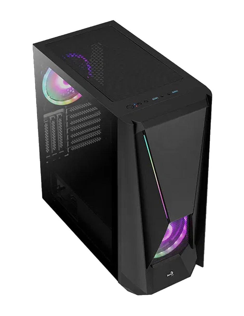 Gabinete Gamer Aerocool Visor RGB Cristal Templado negro