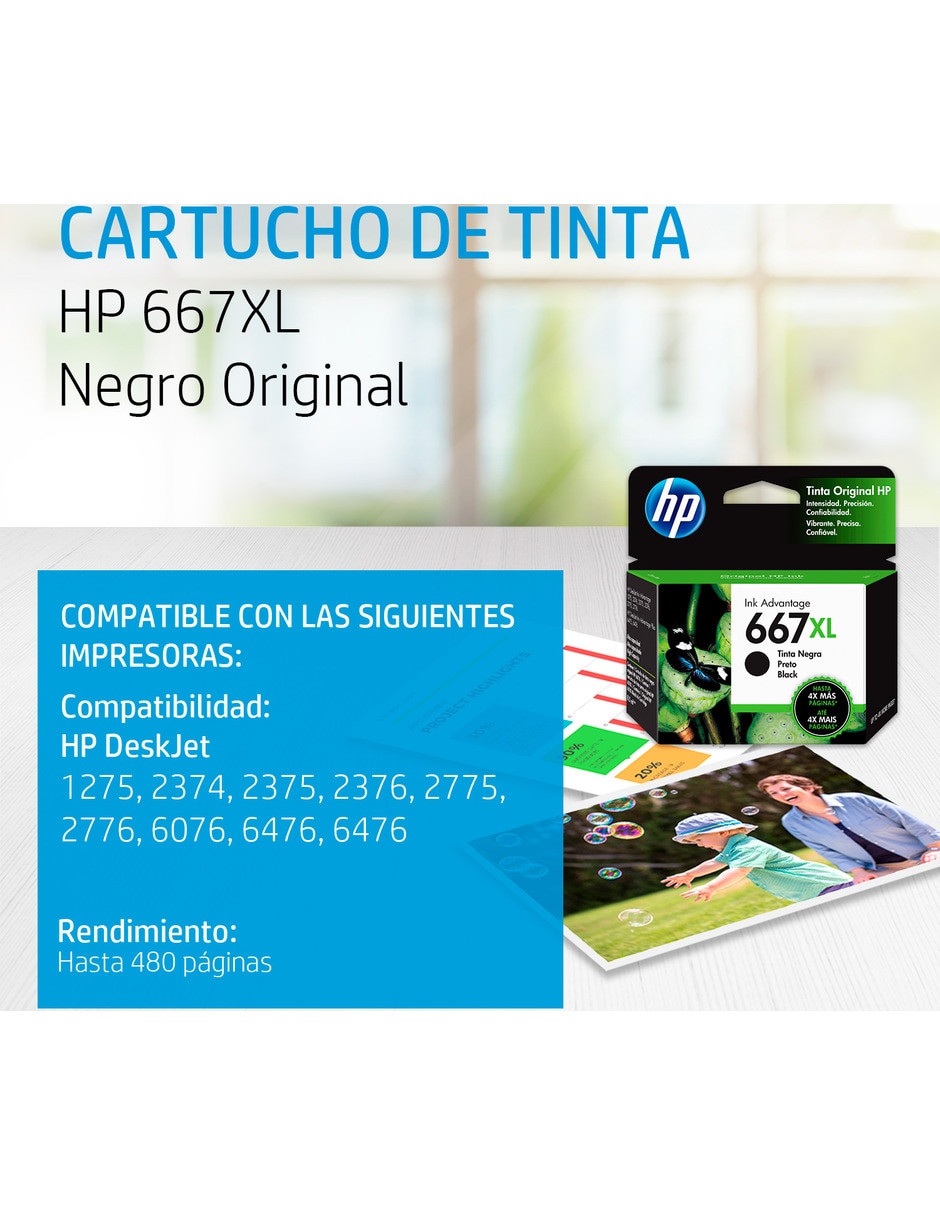 Cartucho de Tinta HP 667XL negra Original