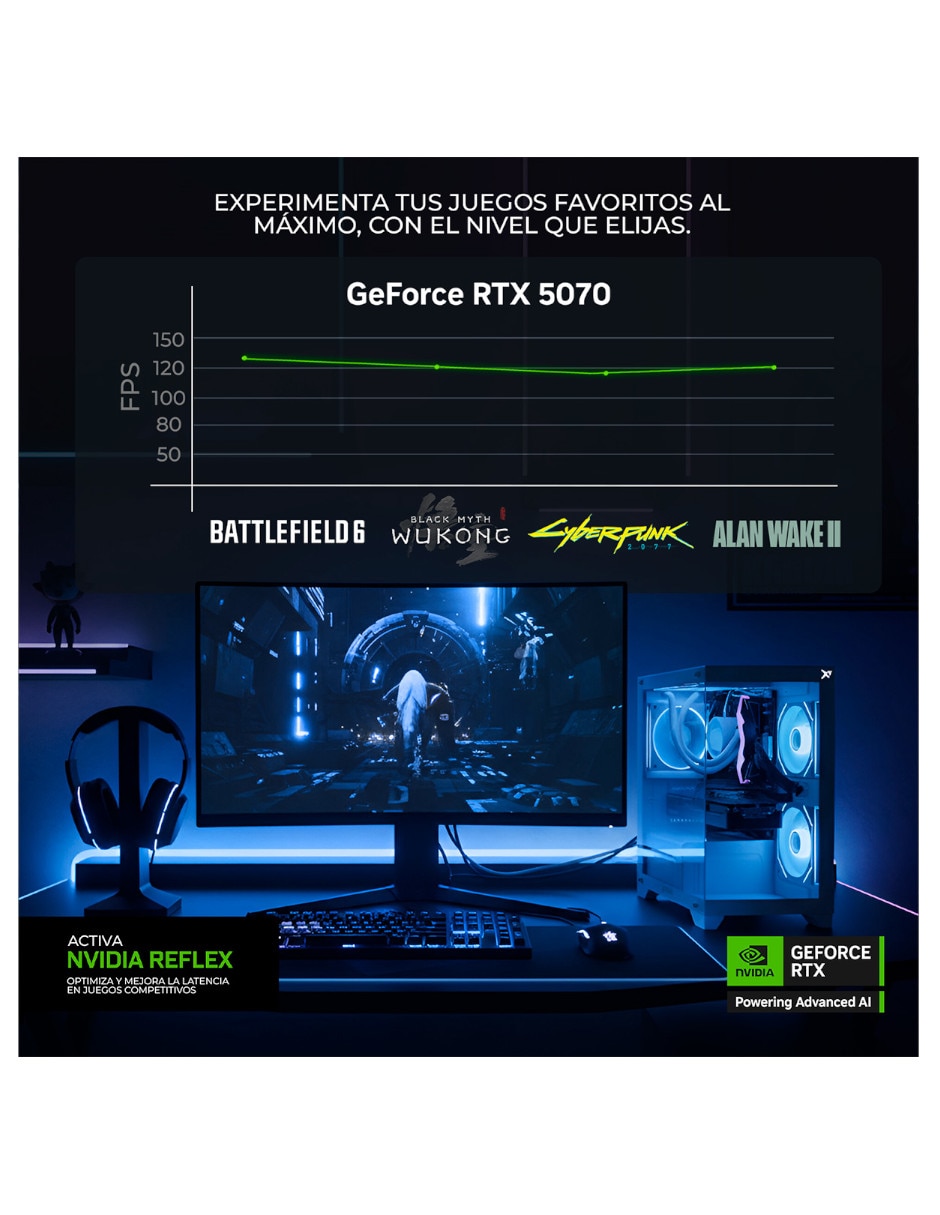 Computadora gamer Xtreme Pc Gaming Xtiwr732Gb3070 Amd Ryzen 7 Nvidia GeForce Rtx 5070 32 Gb Ram 1 Tb Ssd