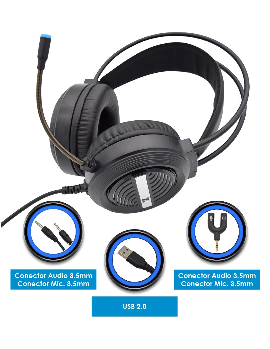 Audífonos gamer over - ear X9S Alámbricos 3