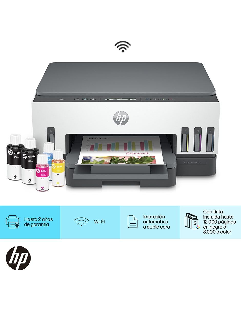 Multifuncional HP Smart Tank 720 de tinta continua alámbrica a color