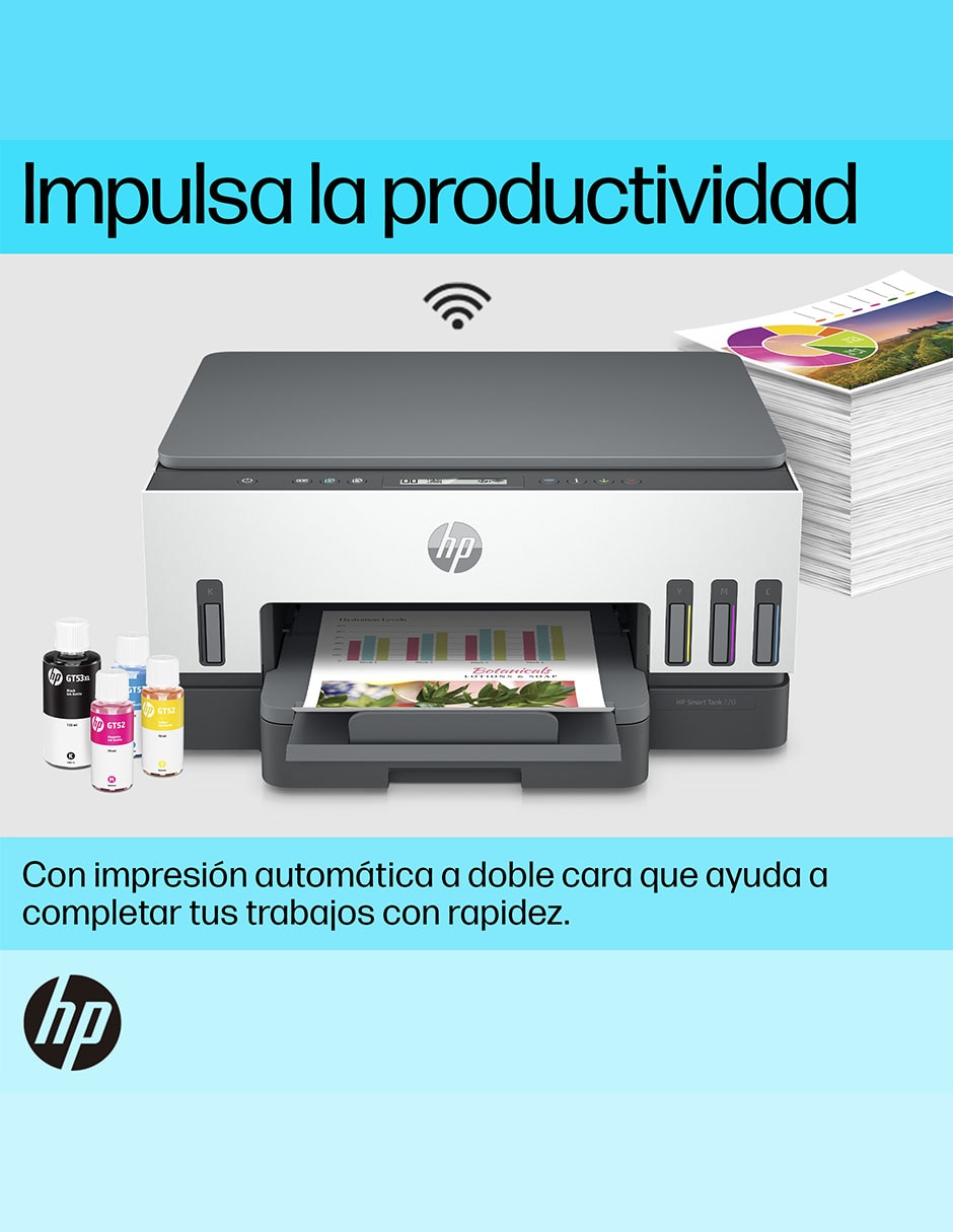 Multifuncional HP Smart Tank 720 de tinta continua alámbrica a color