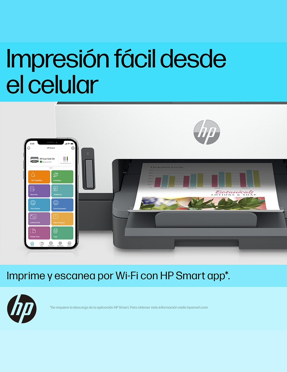 Multifuncional HP Smart Tank 720 de tinta continua alámbrica a color