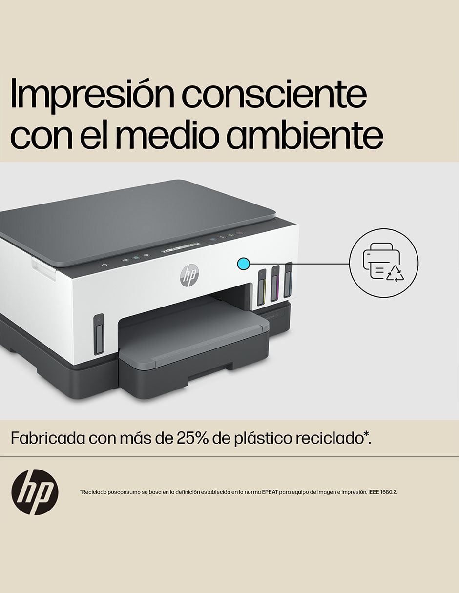Multifuncional HP Smart Tank 720 de tinta continua alámbrica a color