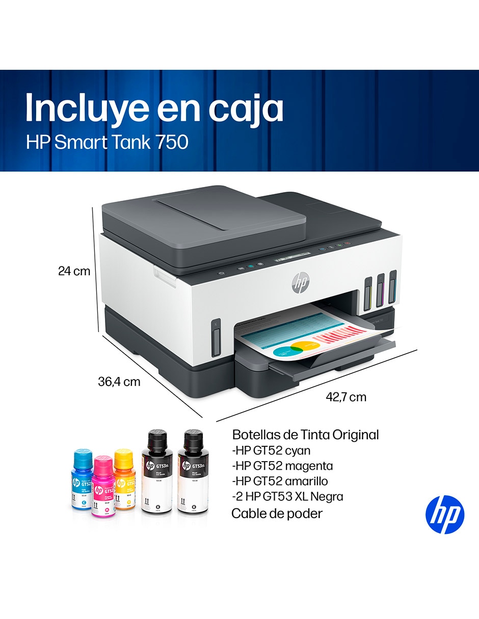 Multifuncional Smart Tank 750 de tinta continua alámbrica a color 14