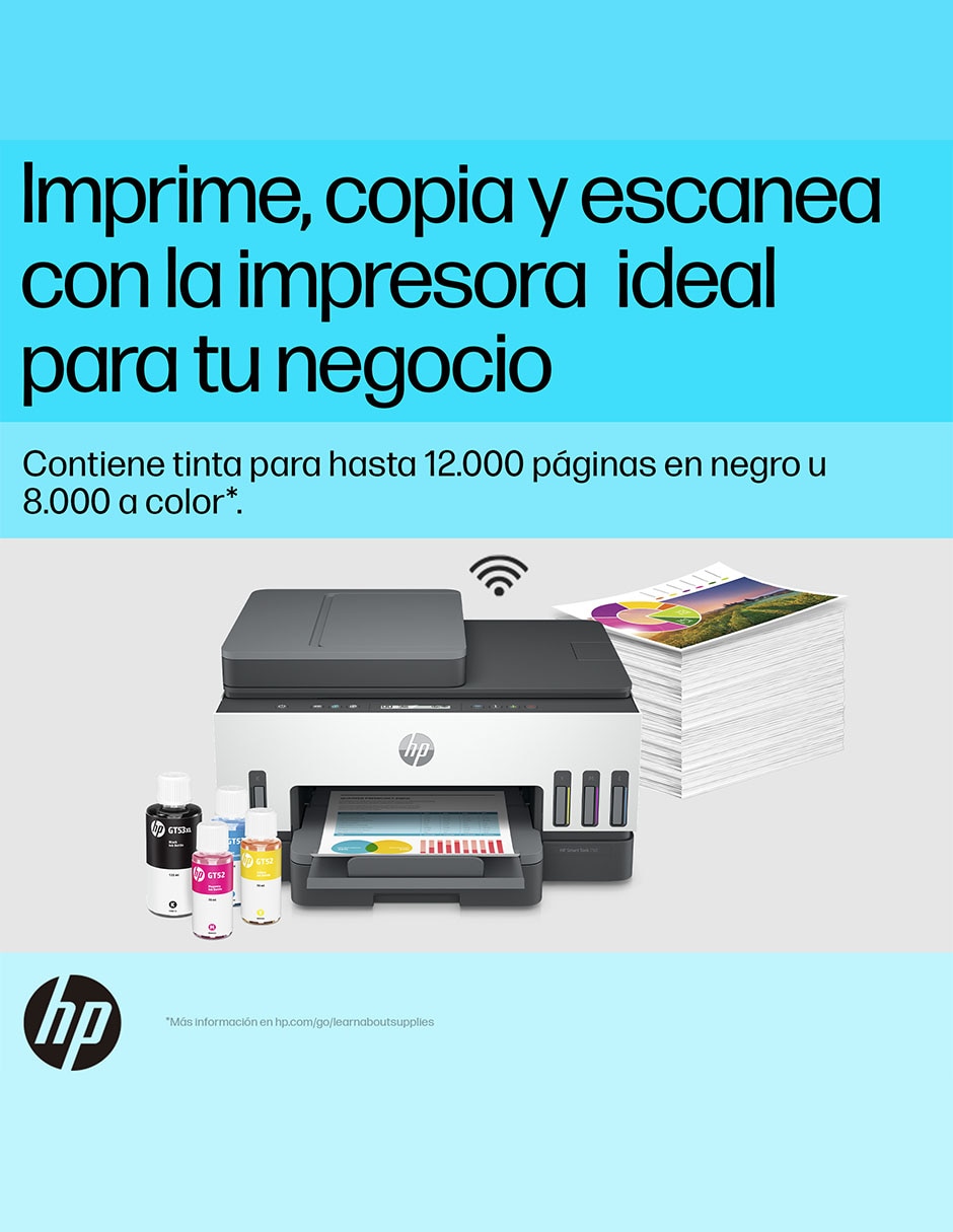 Multifuncional HP Smart Tank 750 de tinta continua alámbrica a color