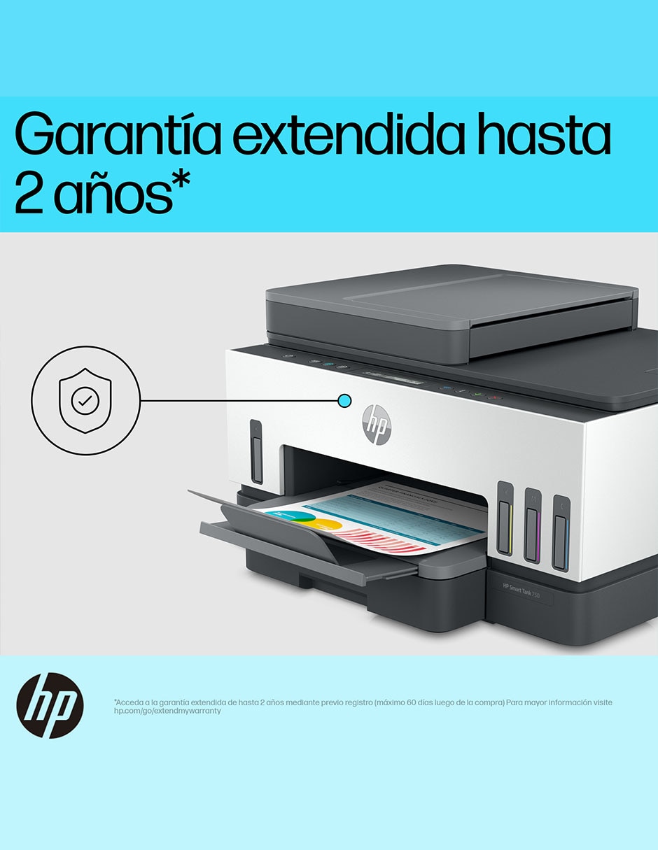 Multifuncional HP Smart Tank 750 de tinta continua alámbrica a color
