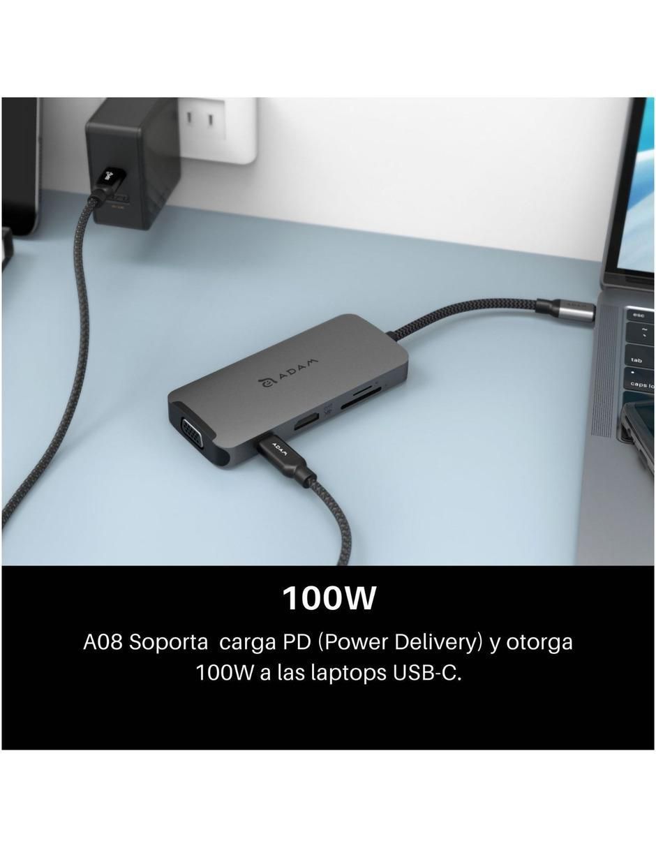 Adaptador 8 en 1 Hub A08 USB-C 2