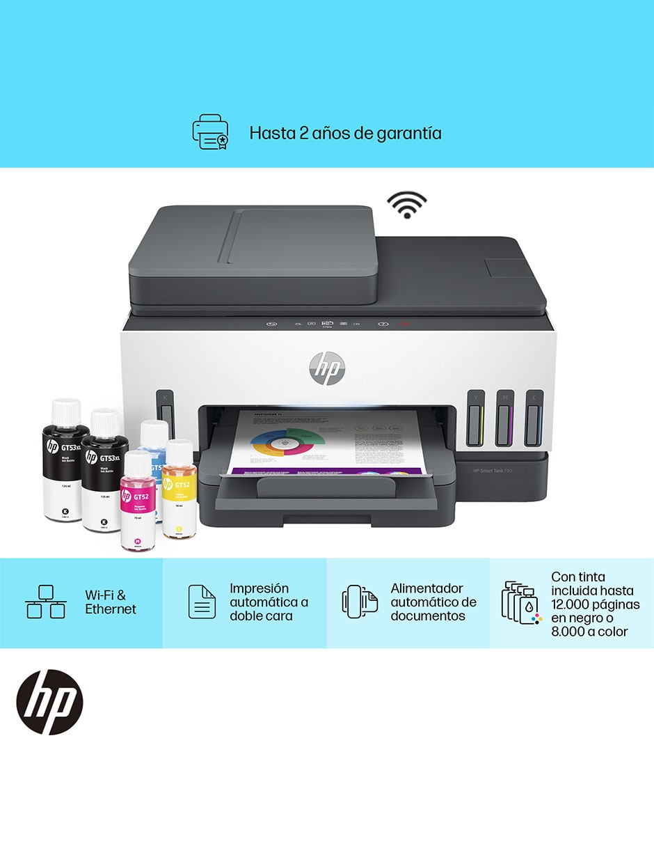 Multifuncional Hp Smart tank 790 de tinta continua alámbrica a color