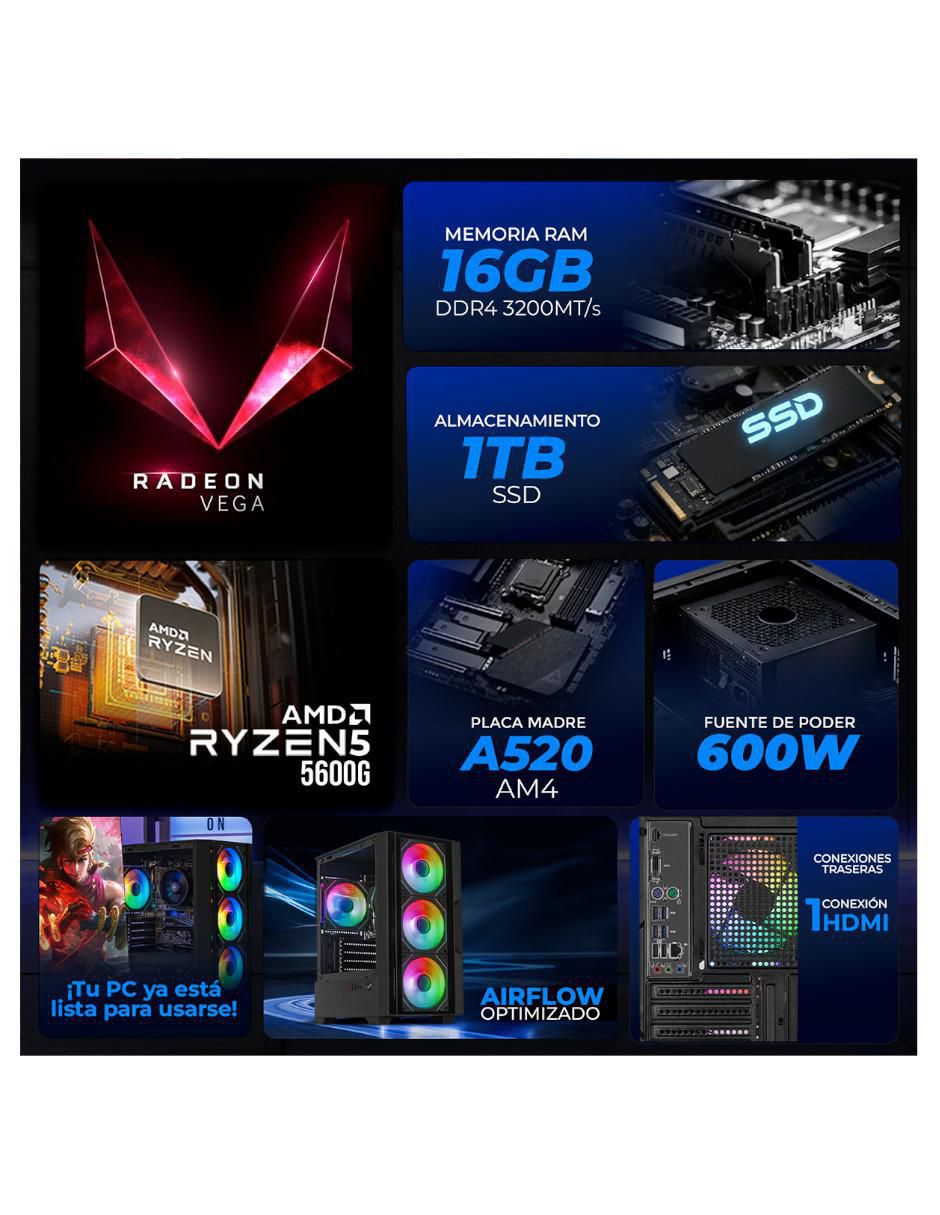Computadora gamer Xtreme Pc Gaming XTXZR516GBRENOIR 27 pulgadas Full HD AMD Ryzen 5 AMD Radeon Graphics 16 GB RAM 1 TB SSD