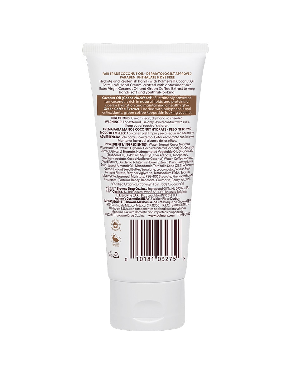"set de" (si aplica) "crema para" manos "recomendada para" hidratar "de" día y noche crema para manos aceite de coco palmer's coconut oil formula "para piel" todo tipo piel 2