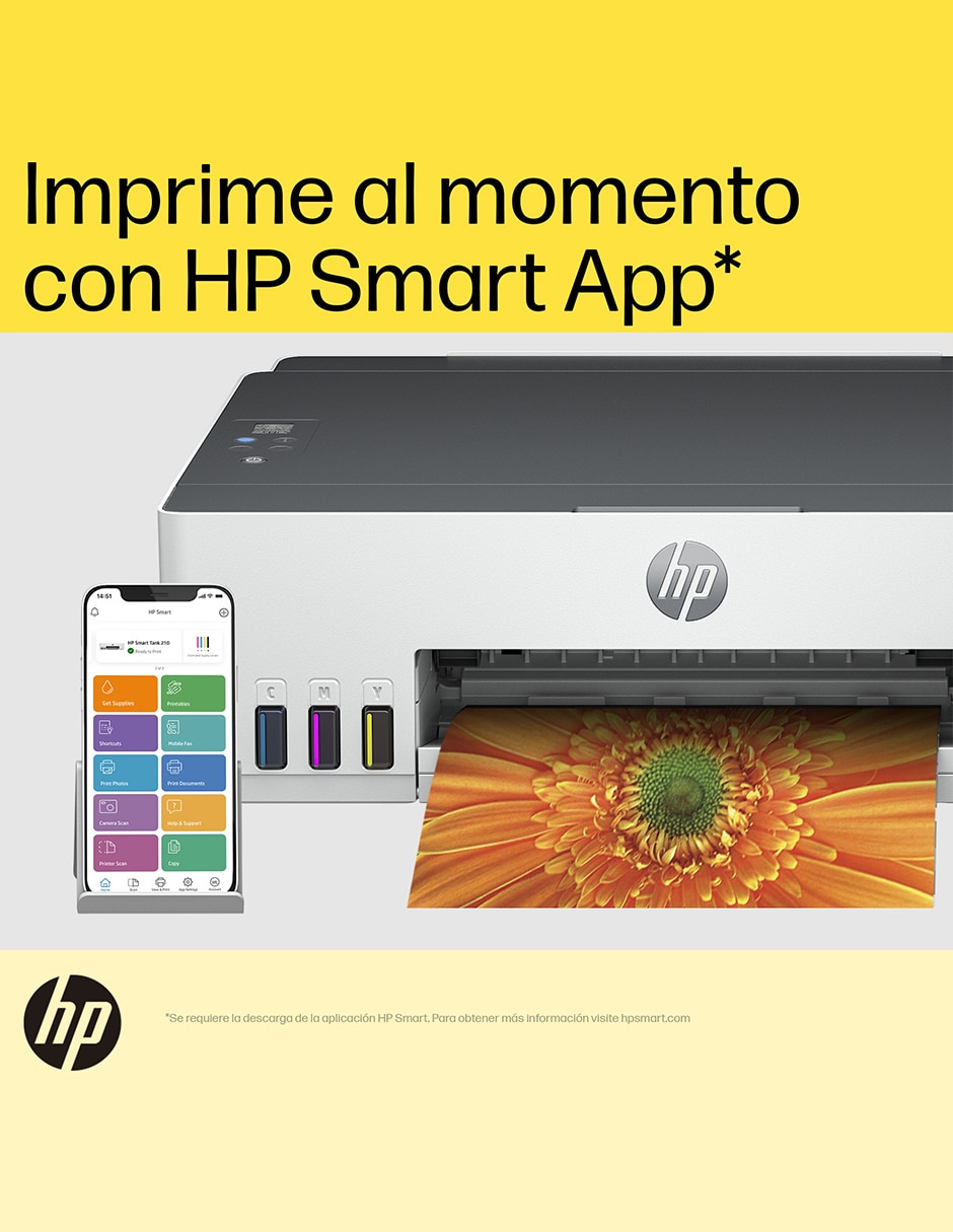 Impresora térmica HP modelo Smart Tank 210 de tanques inalámbrica a color