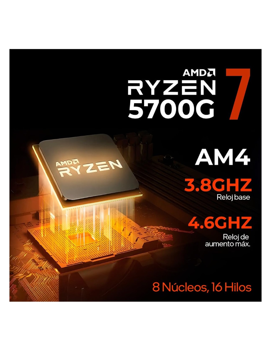 Computadora gamer XTMSIR716GBRENOIRM 24 pulgadas Full HD amd ryzen 7 AMD radeon graphics 16 GB RAM 1 TB SSD 6