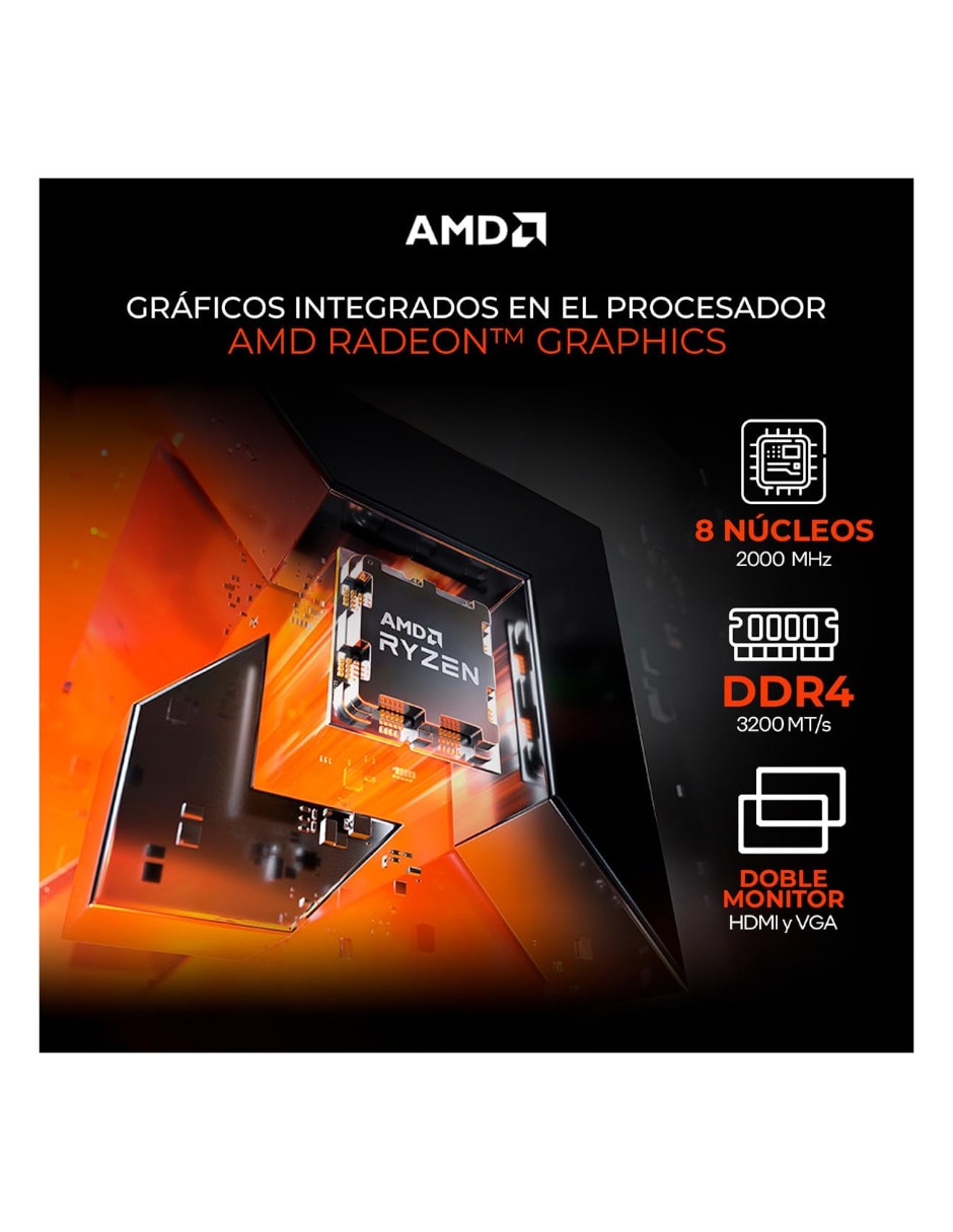 Computadora gamer XTMSIR716GBRENOIRM 24 pulgadas Full HD amd ryzen 7 AMD radeon graphics 16 GB RAM 1 TB SSD 8