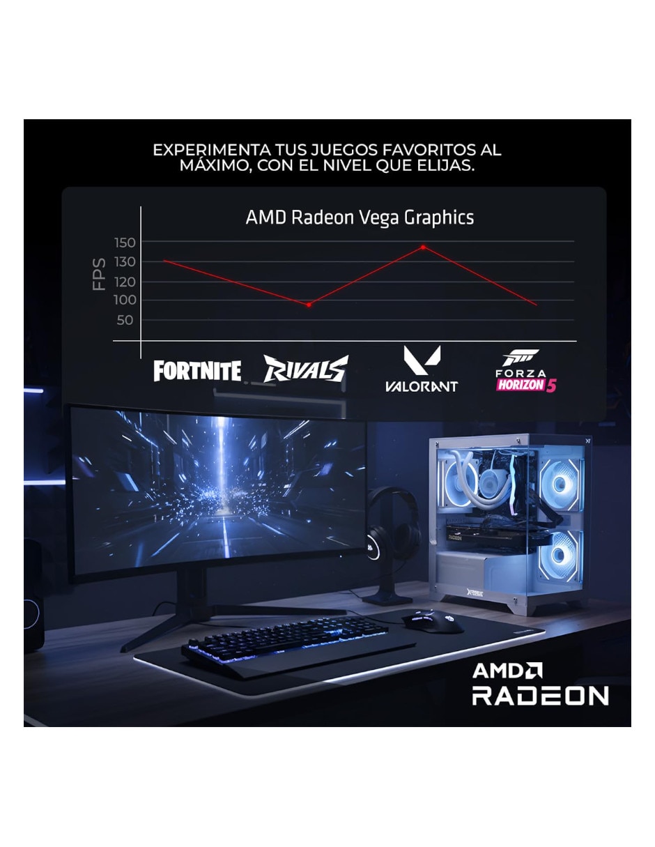Computadora gamer XTMSIR716GBRENOIRM 24 pulgadas Full HD amd ryzen 7 AMD radeon graphics 16 GB RAM 1 TB SSD 7