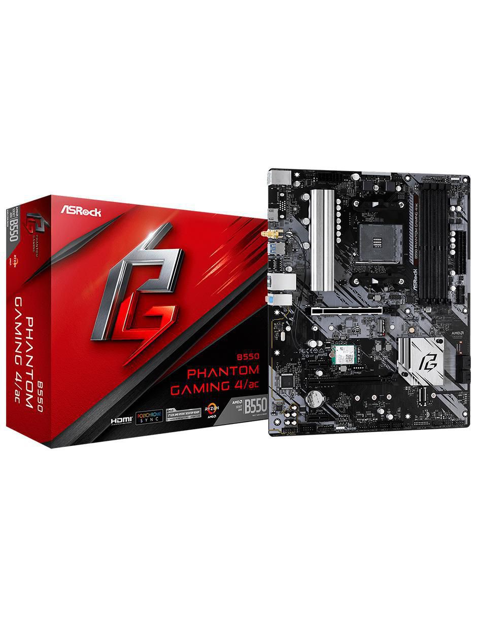 Tarjeta Madre Asrock B550 Phantom Gaming compatible con procesador AMD