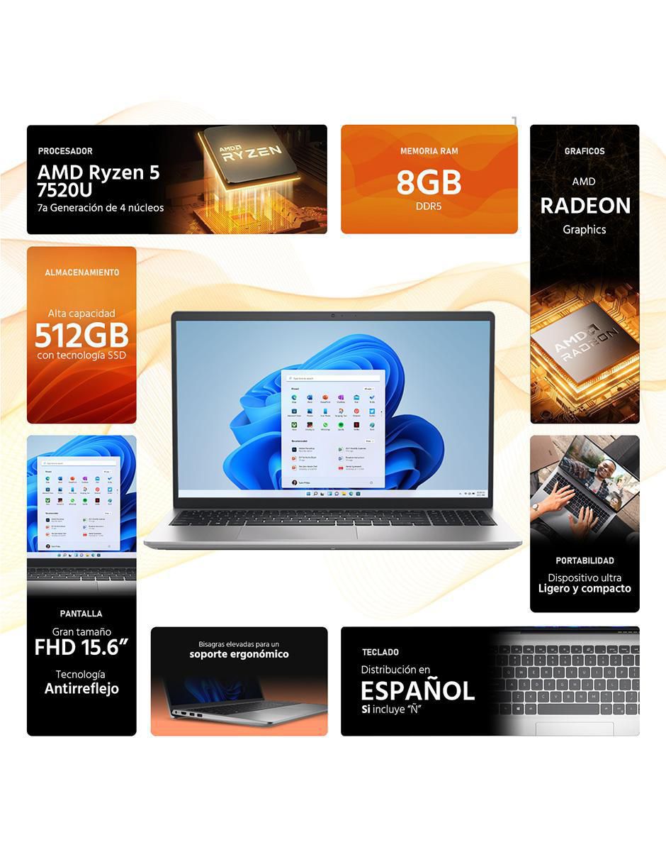 Laptop Dell Inspiron 15 3535 15.6 pulgadas Full HD AMD Ryzen 5 AMD Radeon 8 GB RAM 512 GB SSD