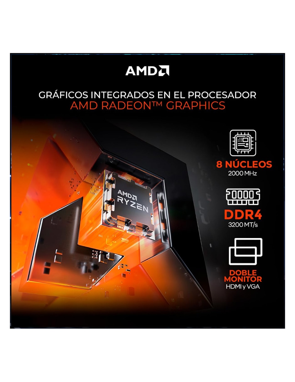 Computadora gamer XTBRR716GBRENOIRG AMD Ryzen 7 AMD Radeon Graphics 16 GB Ram 500 GB SSD 6