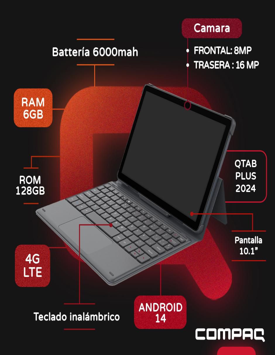 Tablet QTabPlus 10.1 pulgadas 128 GB de almacenamiento de 6 GB RAM 4