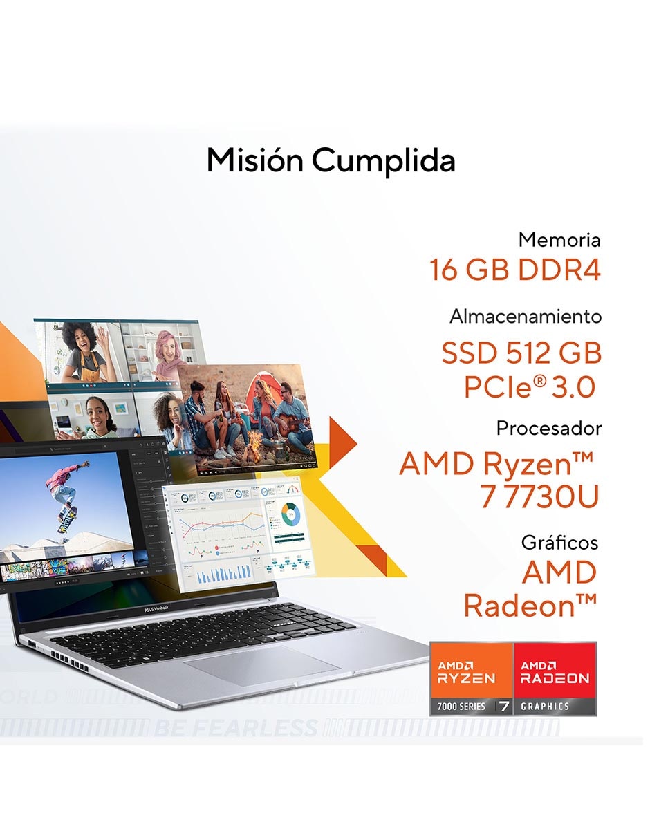 Laptop Vivobook 16 16 pulgadas WUXGA AMD Ryzen 7 AMD Radeon 16 GB RAM 512 GB SSD 10