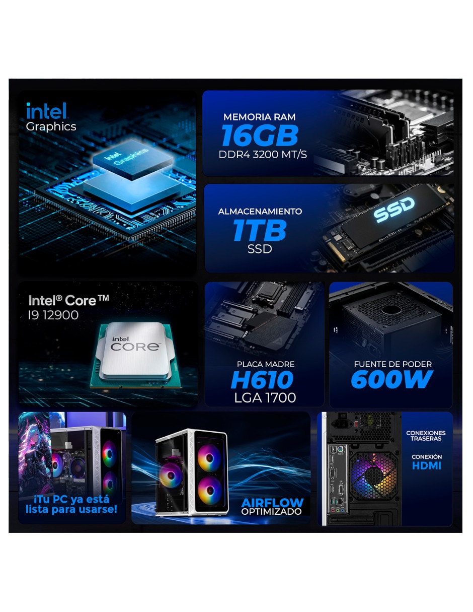 Computadora gamer XTPCI932GBHD770MW27 pulgadas Full HD Intel Core i9 Intel UHD 770 16 GB Ram 1TB SSD