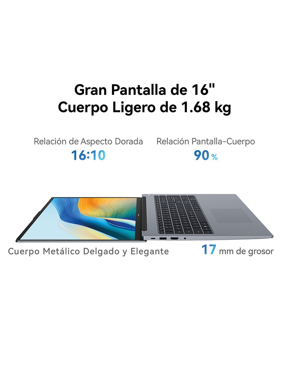 Laptop thin & light Huawei MateBook D 16 16 pulgadas Full HD+ Intel Core i5 Intel UHD Graphics 16 GB RAM 512 GB SSD