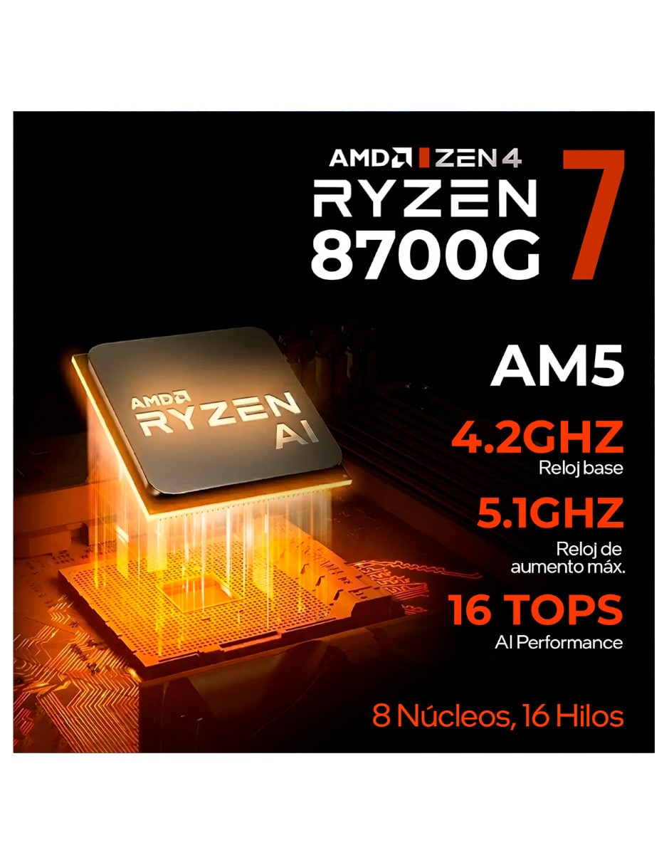 Computadora gamer XTPCR732GB5780MKW AMD Ryzen 7 AMD AMD Radeon 780M 16 GB RAM 500 GB SSD 9
