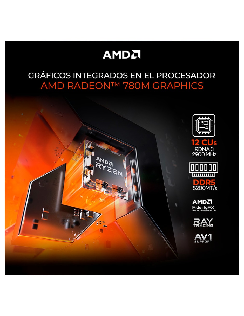 Computadora gamer XTPCR732GB5780MKW AMD Ryzen 7 AMD AMD Radeon 780M 16 GB RAM 500 GB SSD 3