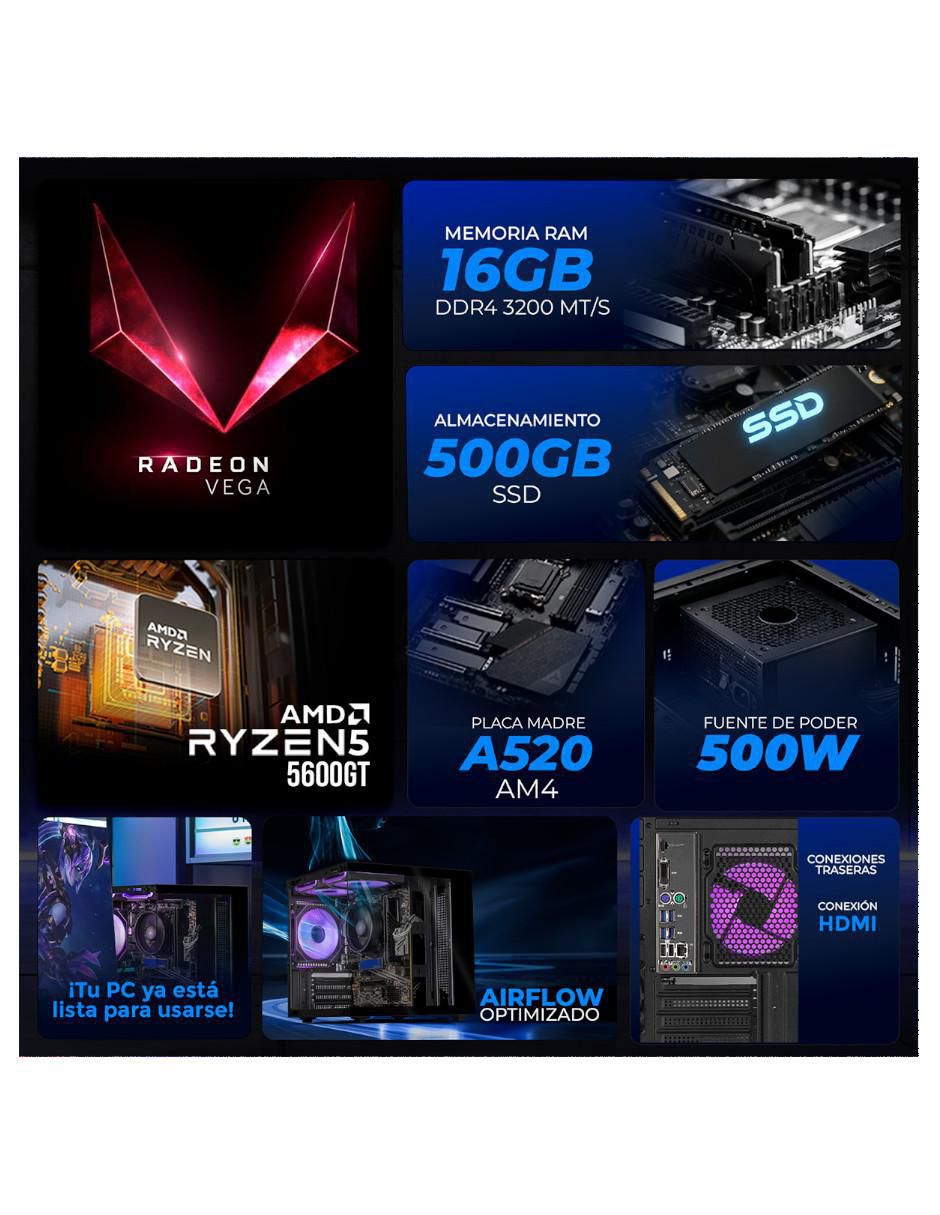 Computadora gamer XTACR516GBVEGA7B AMD Ryzen 5 AMD Radeon Vega 7 16 GB 500 GB 5