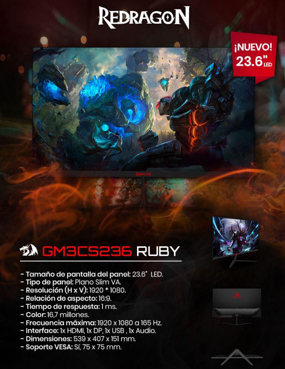 Monitor gamer Ruby IPS 4K 23.6 pulgadas Gm3cc236 6
