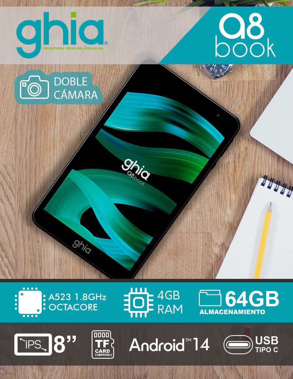 Tablet A8 Book 8 pulgadas 64 GB de almacenamiento de 4 GB RAM 6