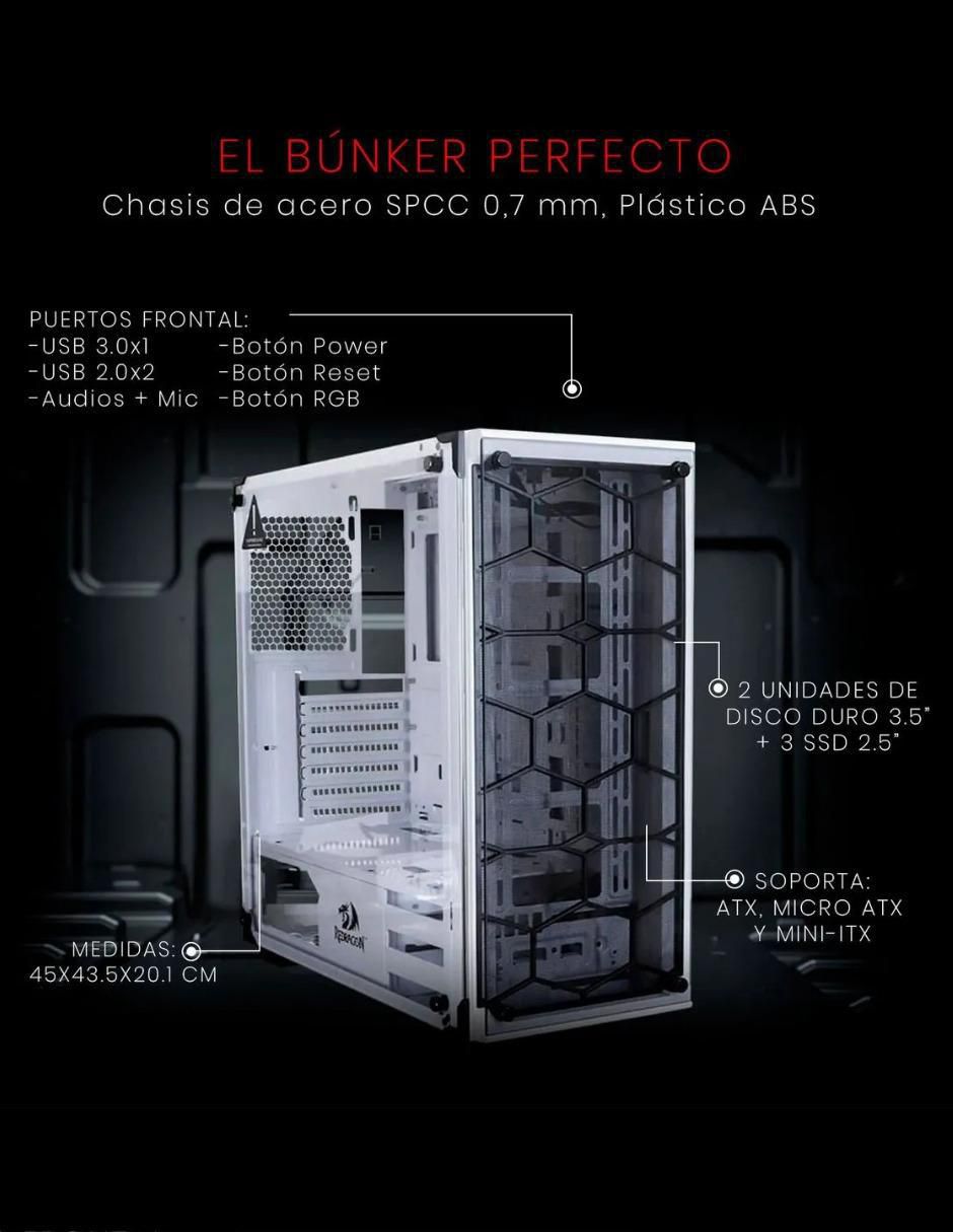 Gabinete Redragon Case Wheeljack blanco
