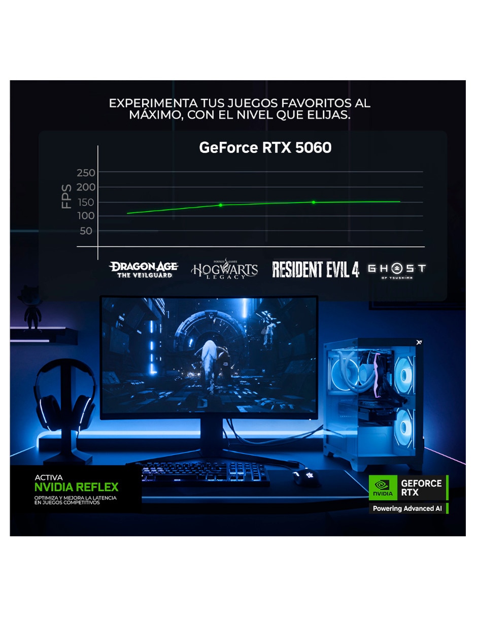 Computadora gamer XTPCR516GB4060MKB 23.8 pulgadas Full HD AMD Ryzen 5 NVIDIA GeForce RTX 5060 16 GB RAM 1 TB SSD 5