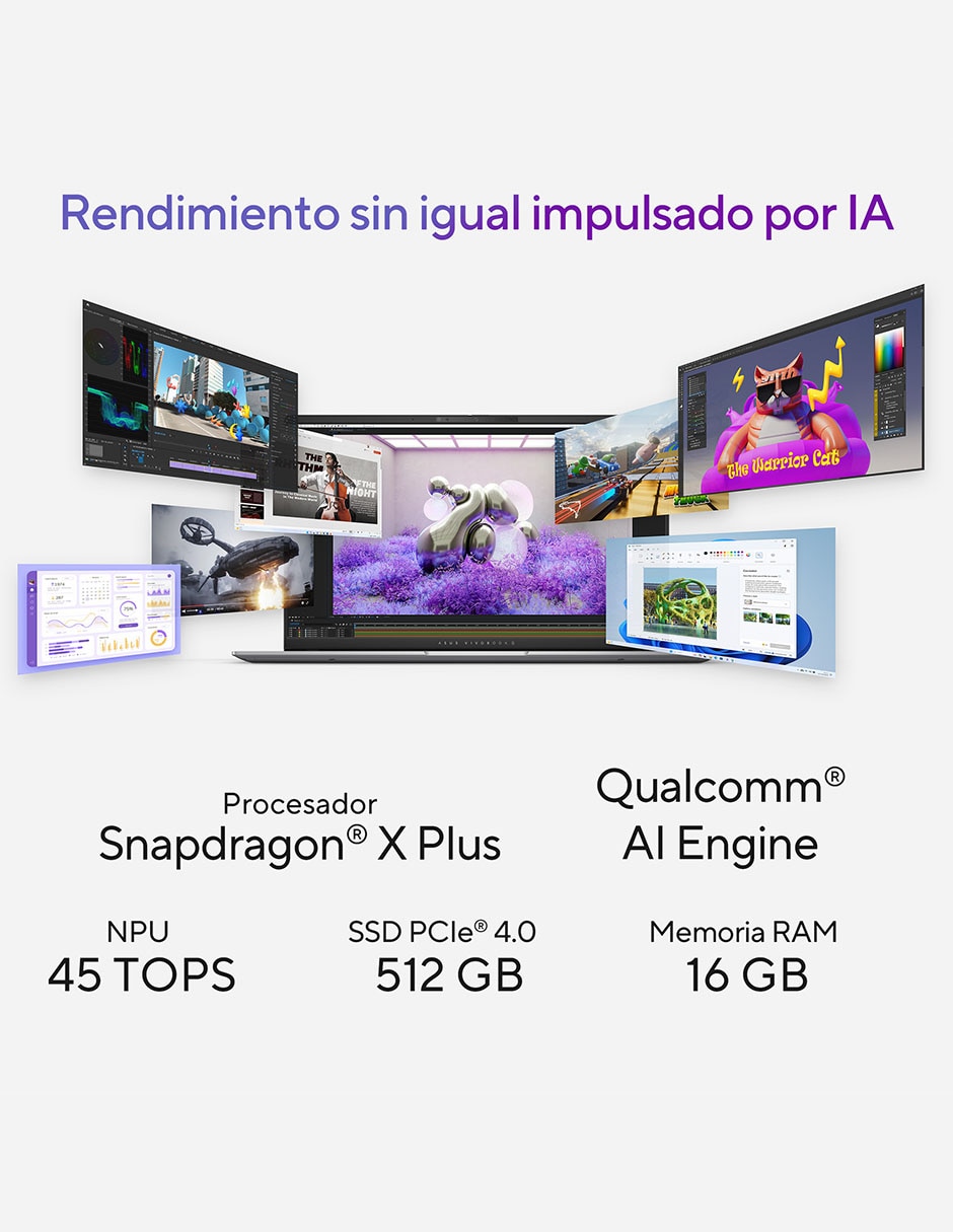 Laptop thin & light Vivobook S 15 OLED 15.6 pulgadas 3K Qualcomm Adreno 16 GB RAM 512 GB SSD 13