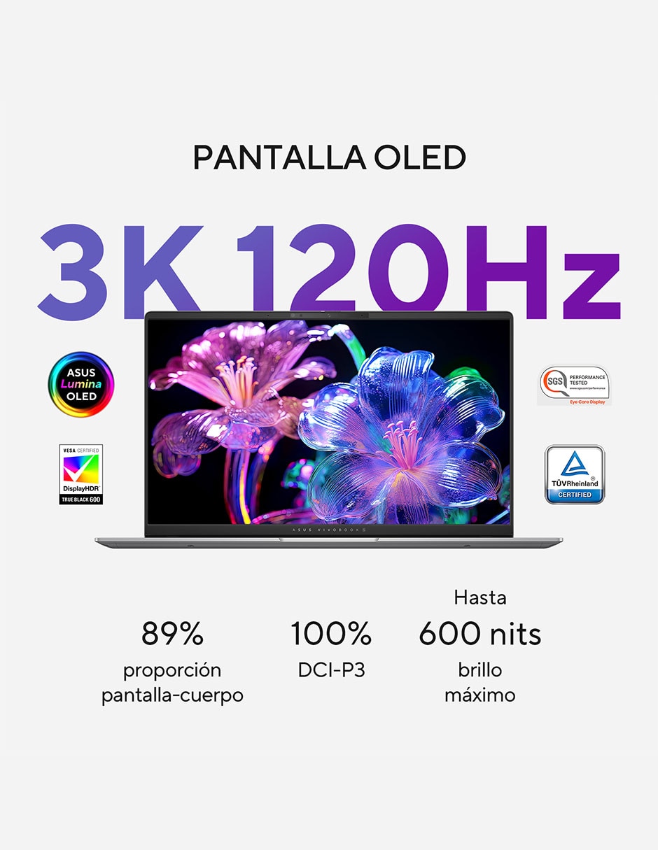 Laptop thin & light Vivobook S 15 OLED 15.6 pulgadas 3K Qualcomm Adreno 16 GB RAM 512 GB SSD 15