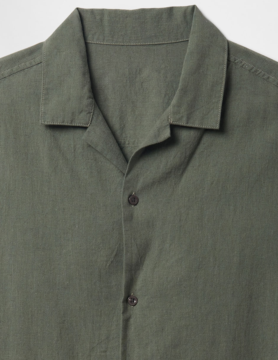Camisa casual de lino manga corta para hombre